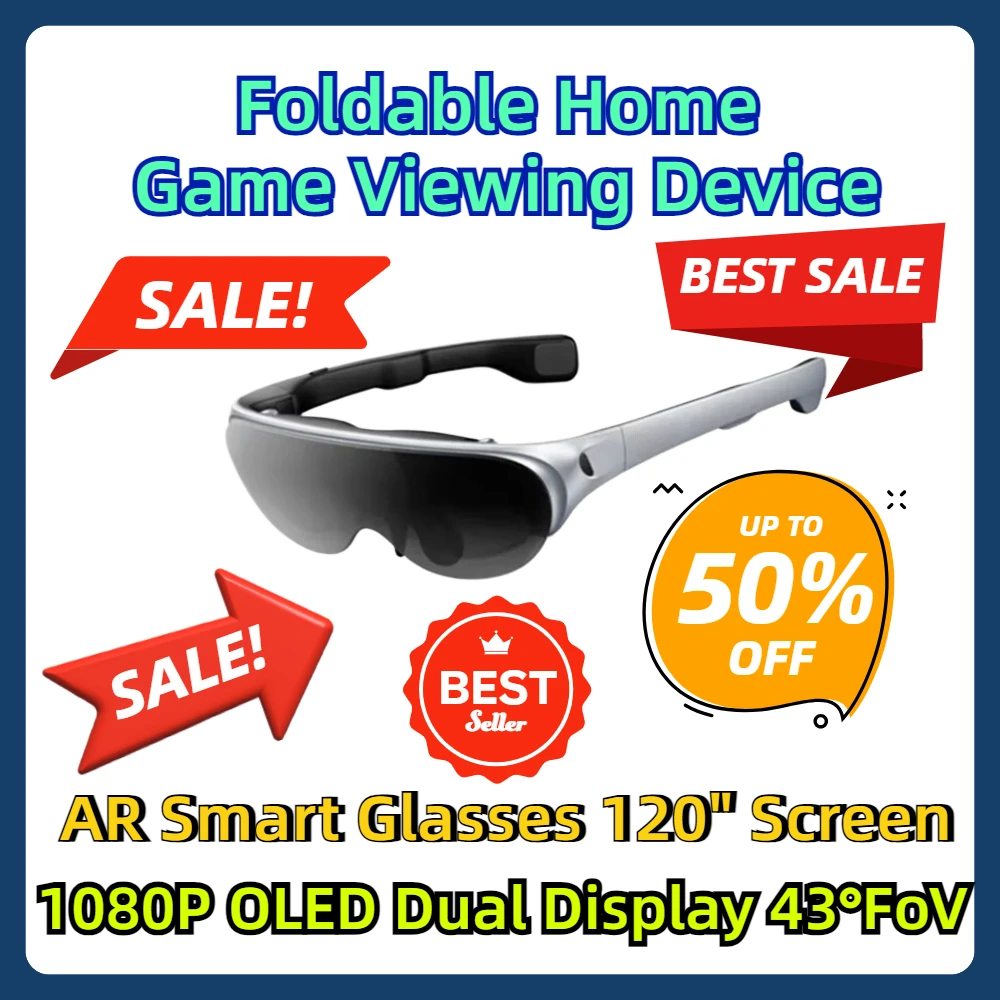 

Foldable Home Game Viewing Device AR Smart Glasses 120" Screen with 1080P OLED Dual Display 43°FoV