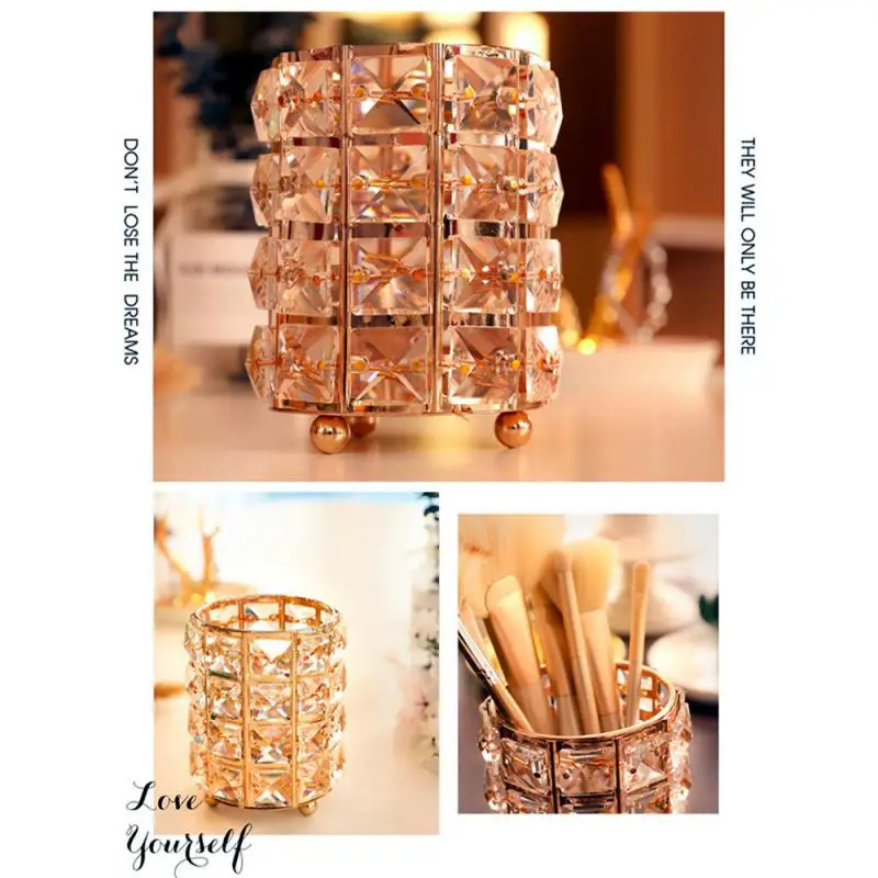 Crystal Holder Elegant Space-efficient Glamorous Makeup Essentials Sleek Office Aesthetics Chic Makeup Organization Solutions