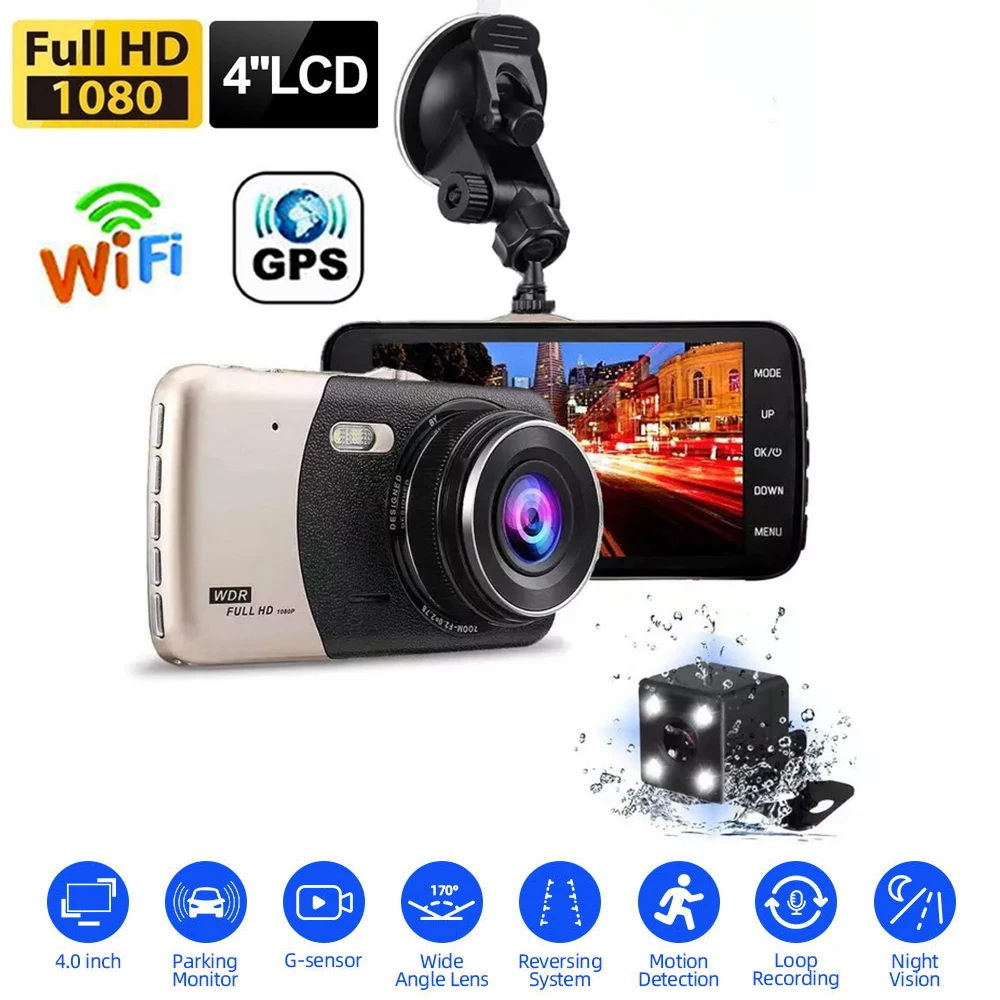 Dash Cam WiFi Car DVR Full HD 1080P Vehicle Camera Drive Video Recorder Auto Dashcam Black Box GPS Car Accessories Rear View