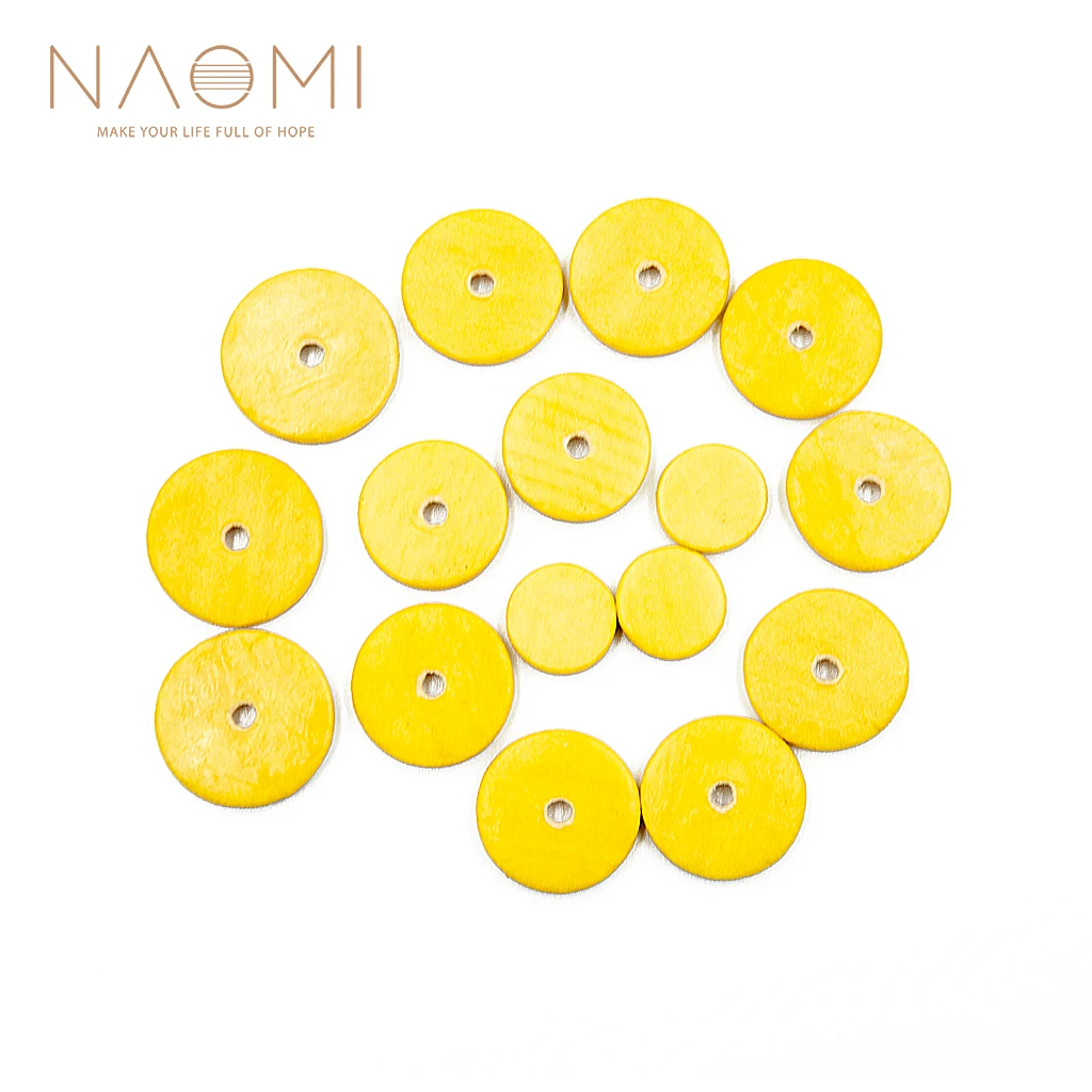 NAOMI 16pcs/1set Yellow Closed Hole Flute Cecum Mat 16 Obturator Flute Pads Leather Pads Mat Musical Instruments Accessories