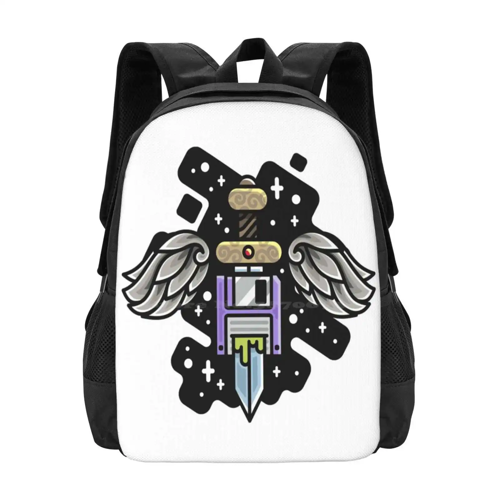 Wings Floppy Sword Hot Sale Backpack Fashion Bags Wings Floppy Sword Universe Swirl Splash Engraving Stars Colorful Retrò