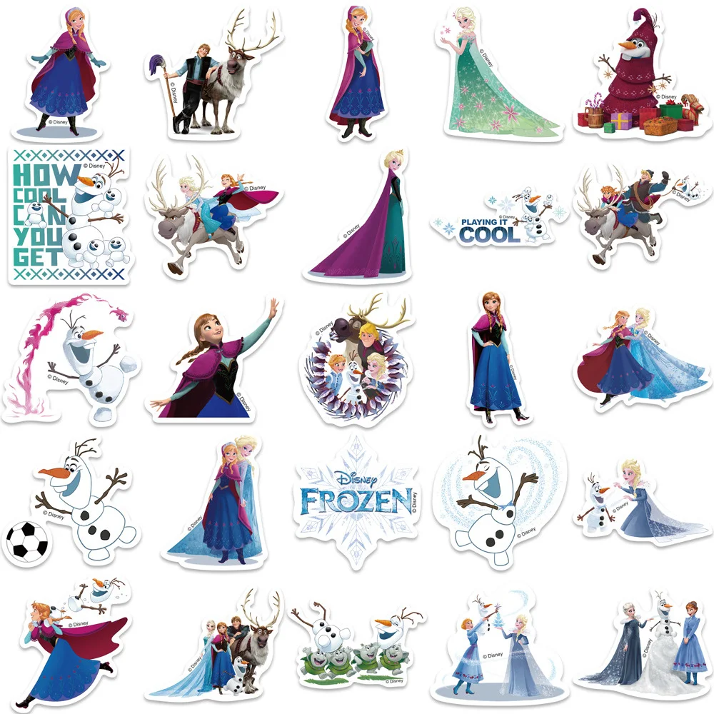 10/30/50PCS Disney Movie Frozen Graffiti Stickers Princess Anna Elsa Cartoon Decal Skateboard Guitar Bike Laptop Sticker Kid Toy