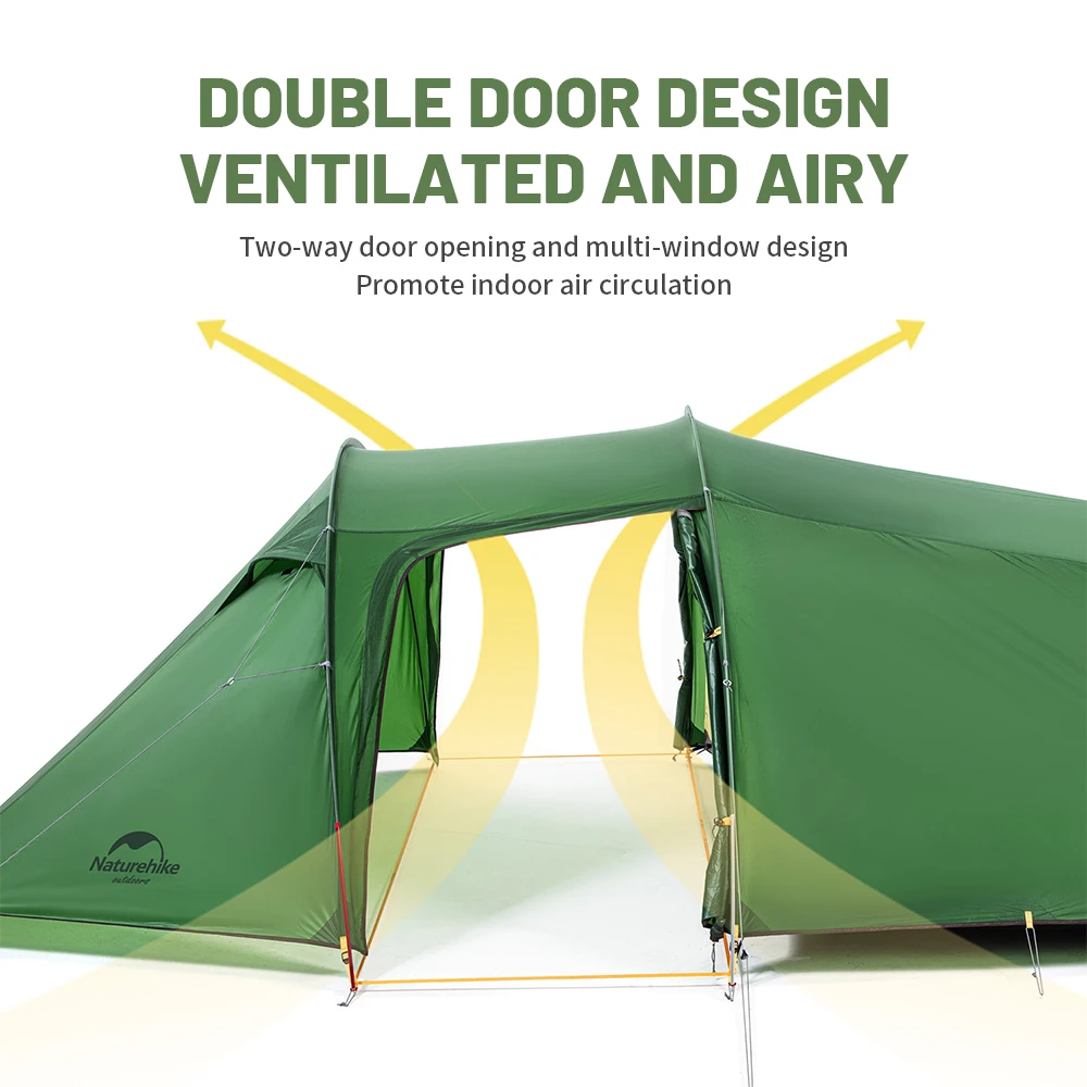 Naturehike Opalus 3人用トンネルテント 防水 大型スペース
