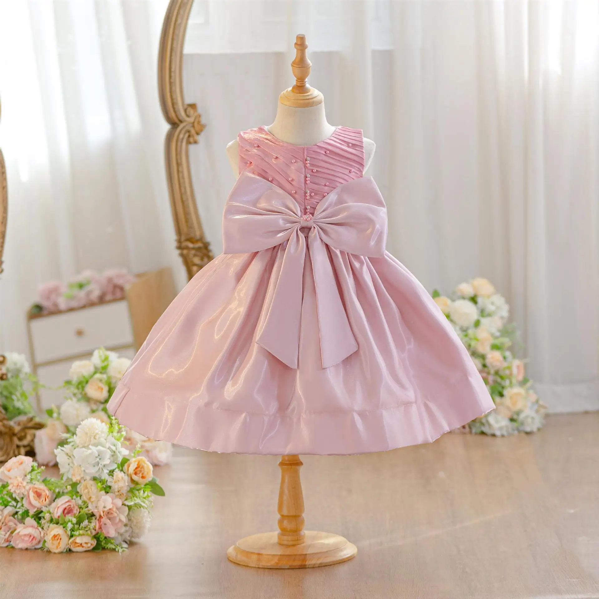 

Новое праздничное платье для девочек, детское нарядное платье с большим бантом, бальное платье