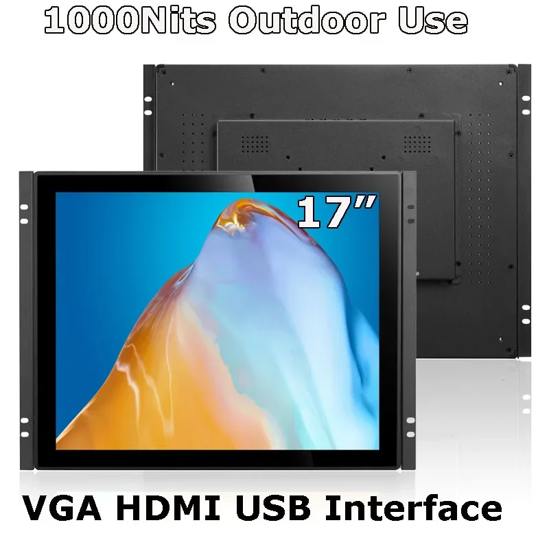 

new 17 Inch 1000 Nits Waterproof Industrial Grade PCAP Touch Screen LCD Monitor With Resolution 1280x1024 VGA HDMI USB Interface