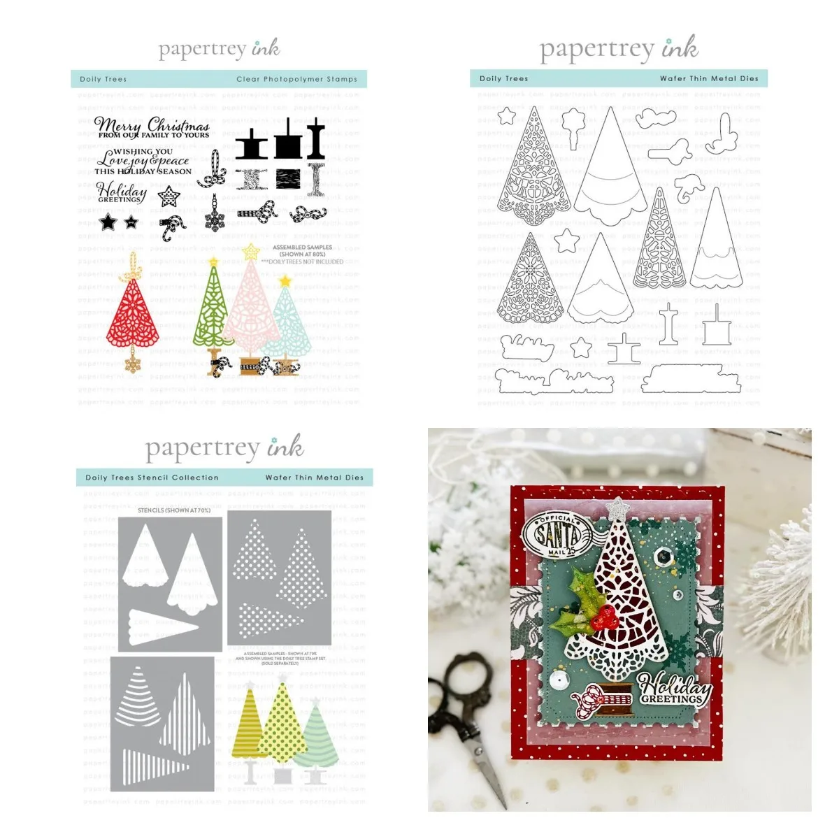 

New Arrival 2024 Christmas Doily Trees Metal Cutting Dies Silicone Stamp Set DIY Scrapbooking Photo Album Card Decoration Making