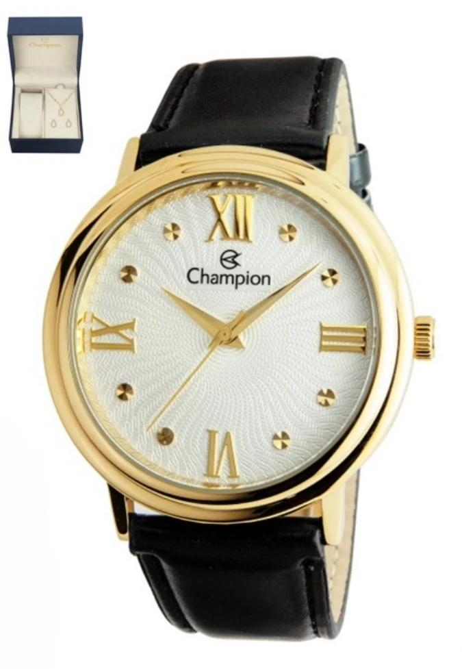 Relógio Champion Feminino Dourado Pulseira in Couro ch22822w