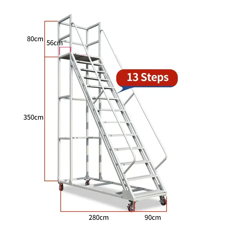 w30-  Warehouse Climbing Car Mobile Platform Ladder With Wheel Shelf  Warehouse Supermarket Tally Pick up Stool Ladder