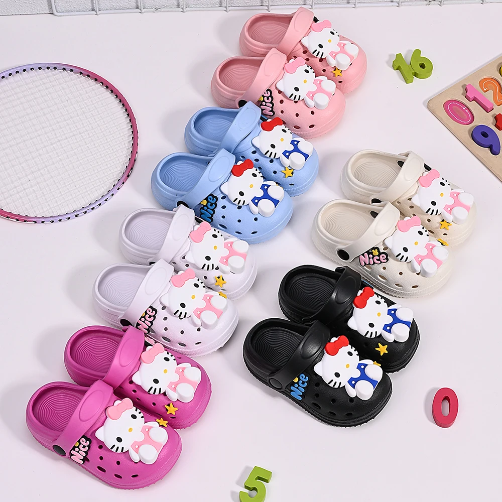 

Summer New Sanrio Children's Slippers Boy Girl Cartoon Cute Hello Kitty Baotou Beach Shoes Anti-Slip Garden Shoes Slippers