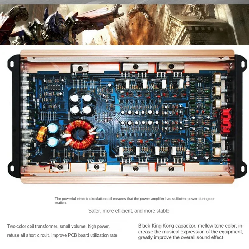 4500W เครื่องเสียงรถยนต์สี่ช่อง High Power Amplifier สามารถติดตั้ง 4 ลําโพง H-608 เครื่องขยายเสียง