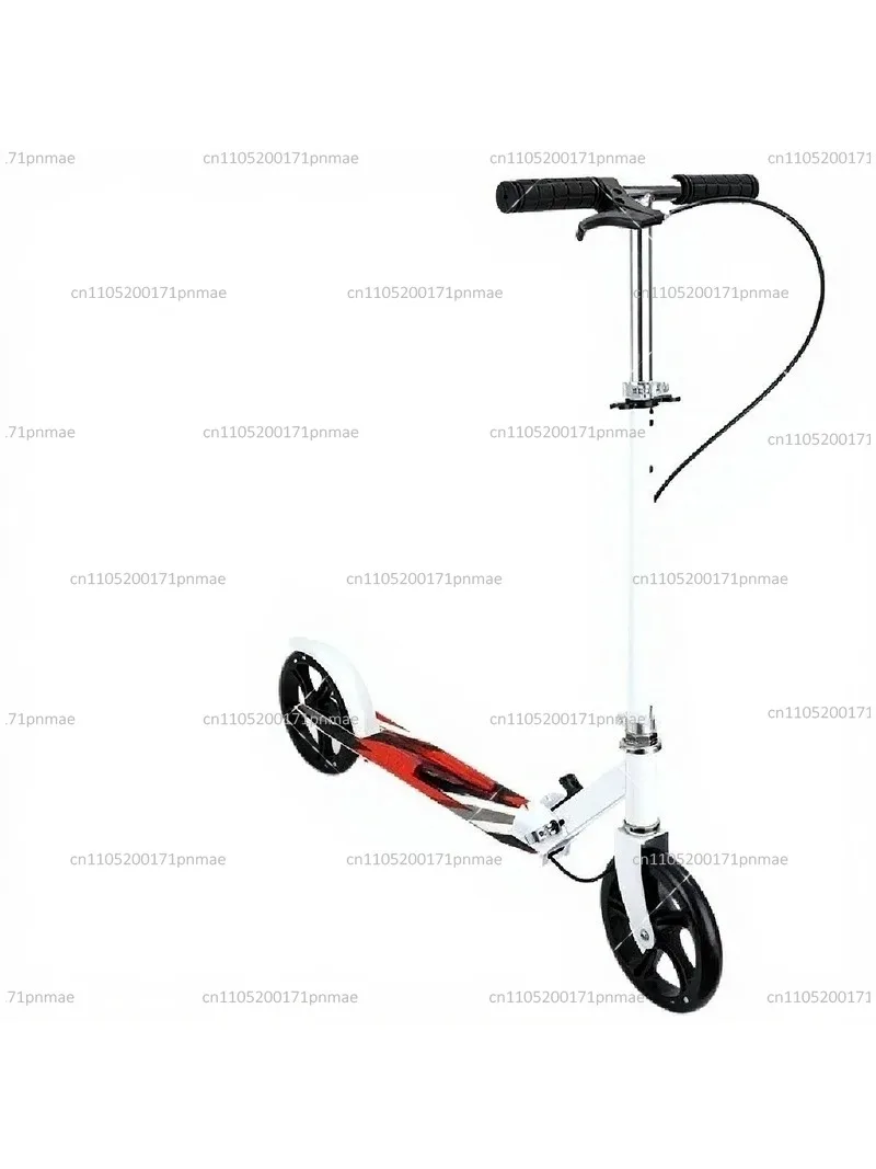 Foldable Adult Hand Brake Kick Scooter with Large Wheels, Two Wheel Commuter for City Campus, Adjustable Height for Kids Teens