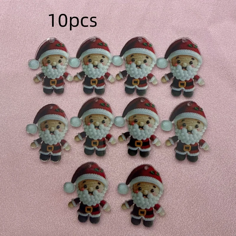 10 قطع من قلادة سانتا كلوز من الأكريليك لعيد الميلاد، إكسسوارات سلسلة مفاتيح على شكل قلادة وأقراط يمكنك صنعها بنفسك