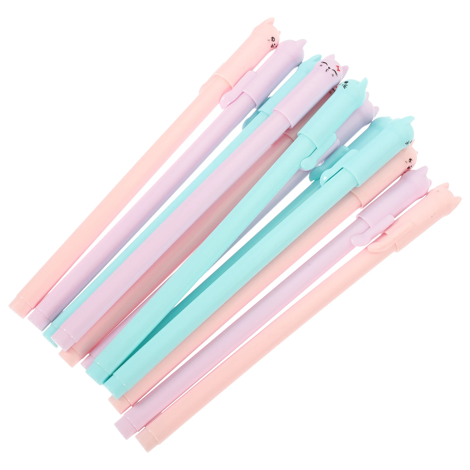 

12 Pcs Kitten Neutral Pen Cute Cartoon Cat Design Gel Ink Pens for School Office Supplies Gifts Pink Purple Green Colors
