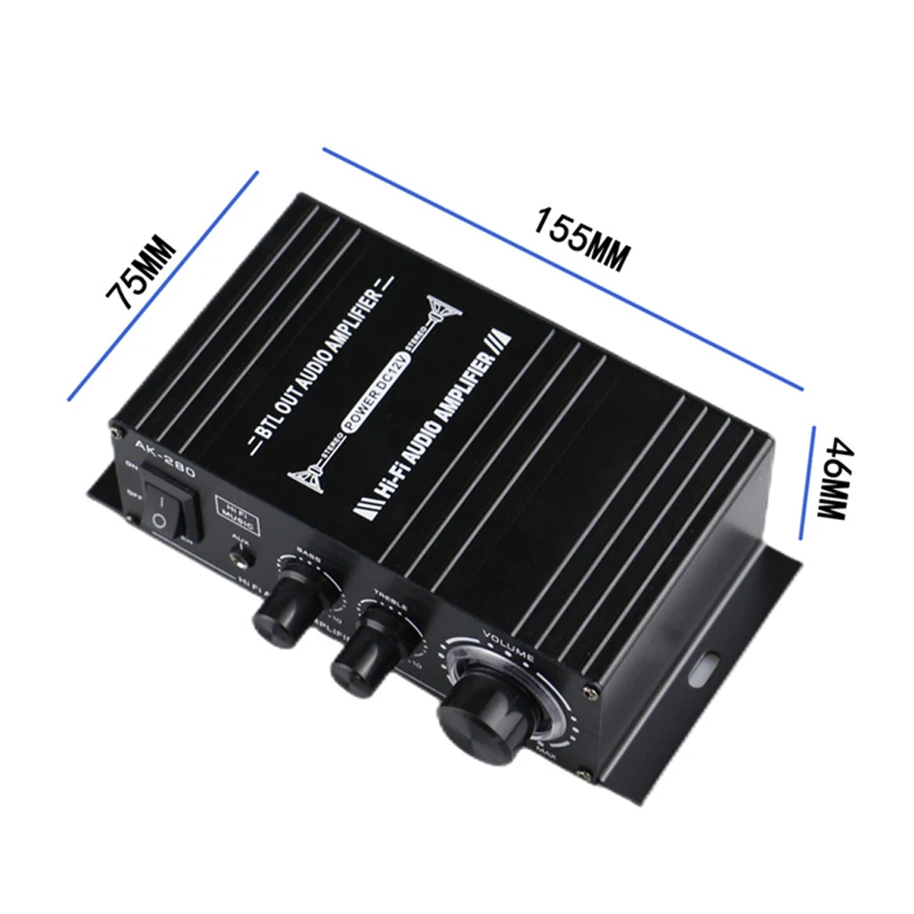 Woopker Sound Amplifier Channel 2.0 HIFI Bluetooth Amp Home Digital Audio 12V3A AK380 AK370 AK280 AK270 AK170 for Car Bass Trebl
