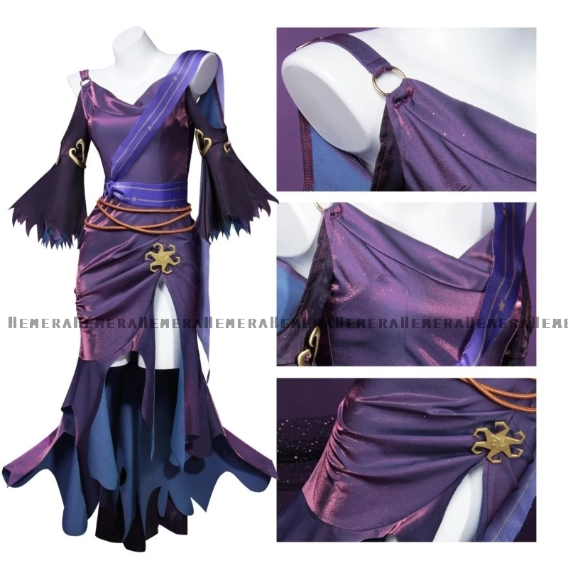 Game Identity V Priestess Cosplay Costume The Envoy Of Yog-Sothoth Cosplay Costume Purple Dress Women Halloween Suit Cosplay Wig