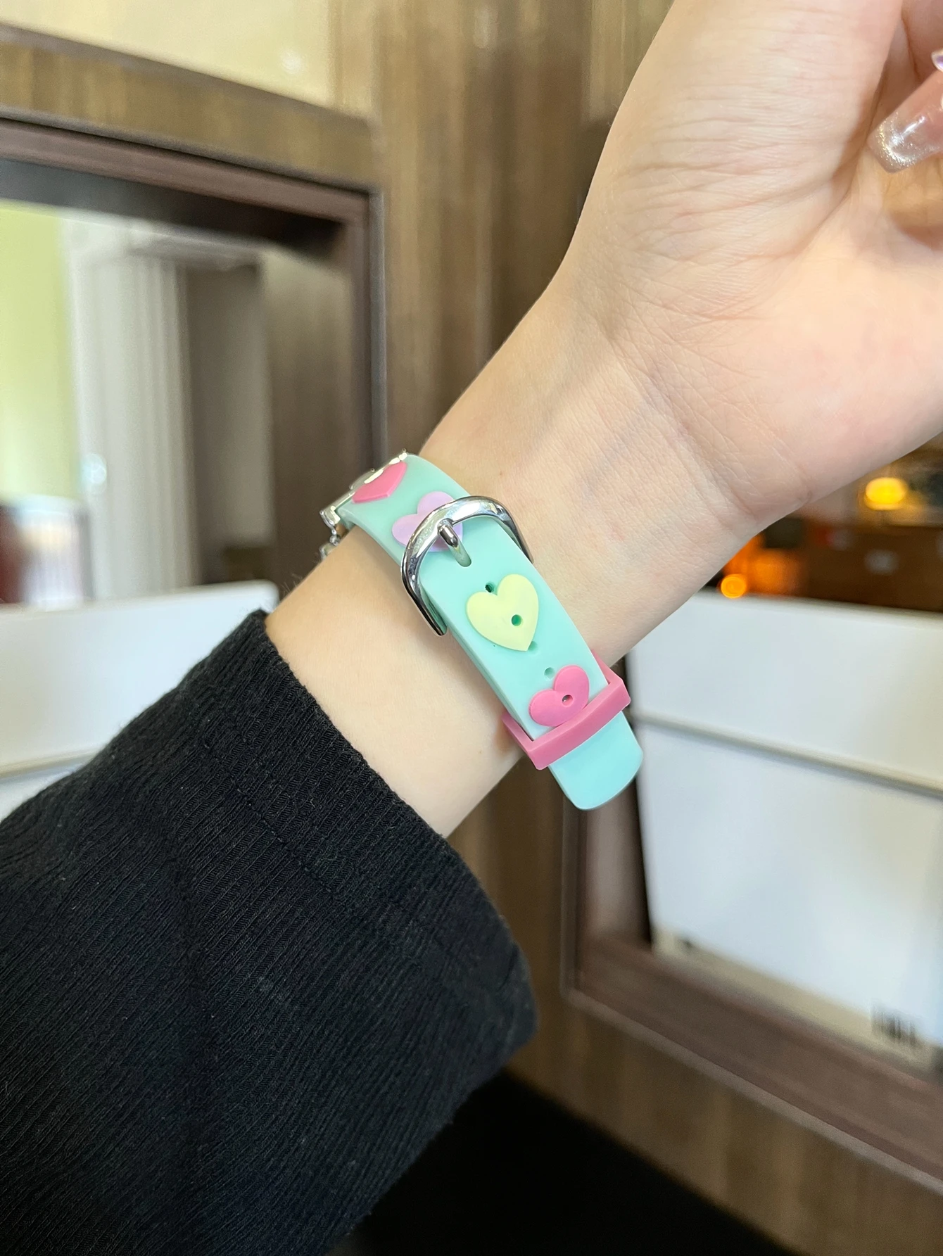 애플 워치 밴드용 패션 실리콘 루프, 금속 여성용 스트랩, 38mm, 40mm, 41mm, 42mm, 44mm, 45mm, 46mm