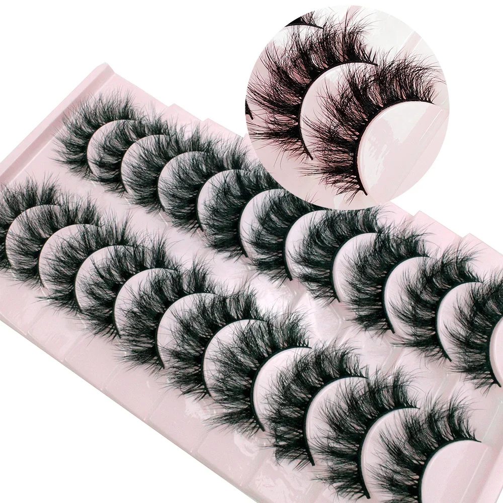 

10 Pairs Fluffy Faux Mink Lashes Short Messy Wispy Natural Eyelashes Hamdmade Real 3D Mink Eyelashes Makeup False Lashes