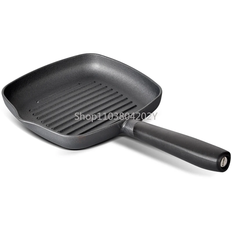 Striped steak fryer, cast iron flat bottomed fryer, non stick