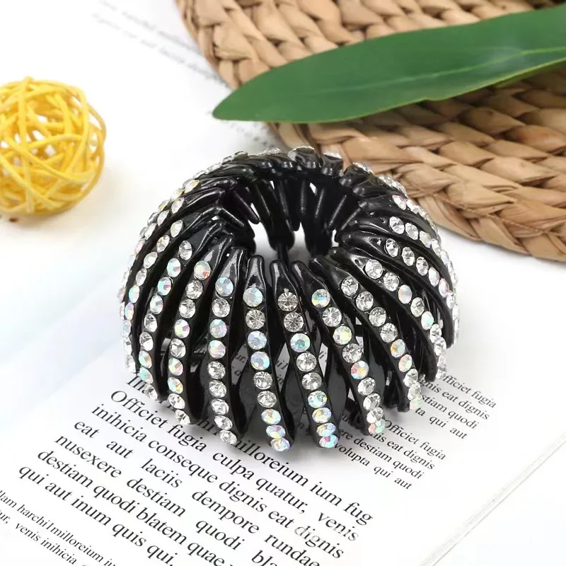 Fashion Female Women Bun Crystal Hair Claw Ponytail Headwear Horsetail Buckle Hair Clip Bird Nest Expanding Hair Accessories