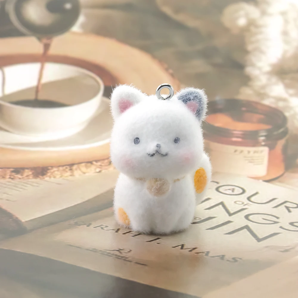 20pcs 3D Flocking Resin Kawaii Kitten Charms Animal Cat Pendant for Necklace Earrings Keychain DIY Making Jewelry Accessories