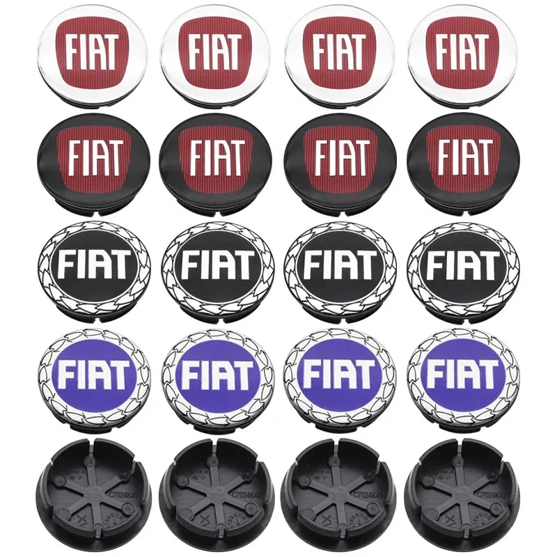 

4pcs 50mm 3D logo car emblem Wheel Center Hub Cap auto Rim refit dust-proof badge covers emblem styling accessories For FIAT