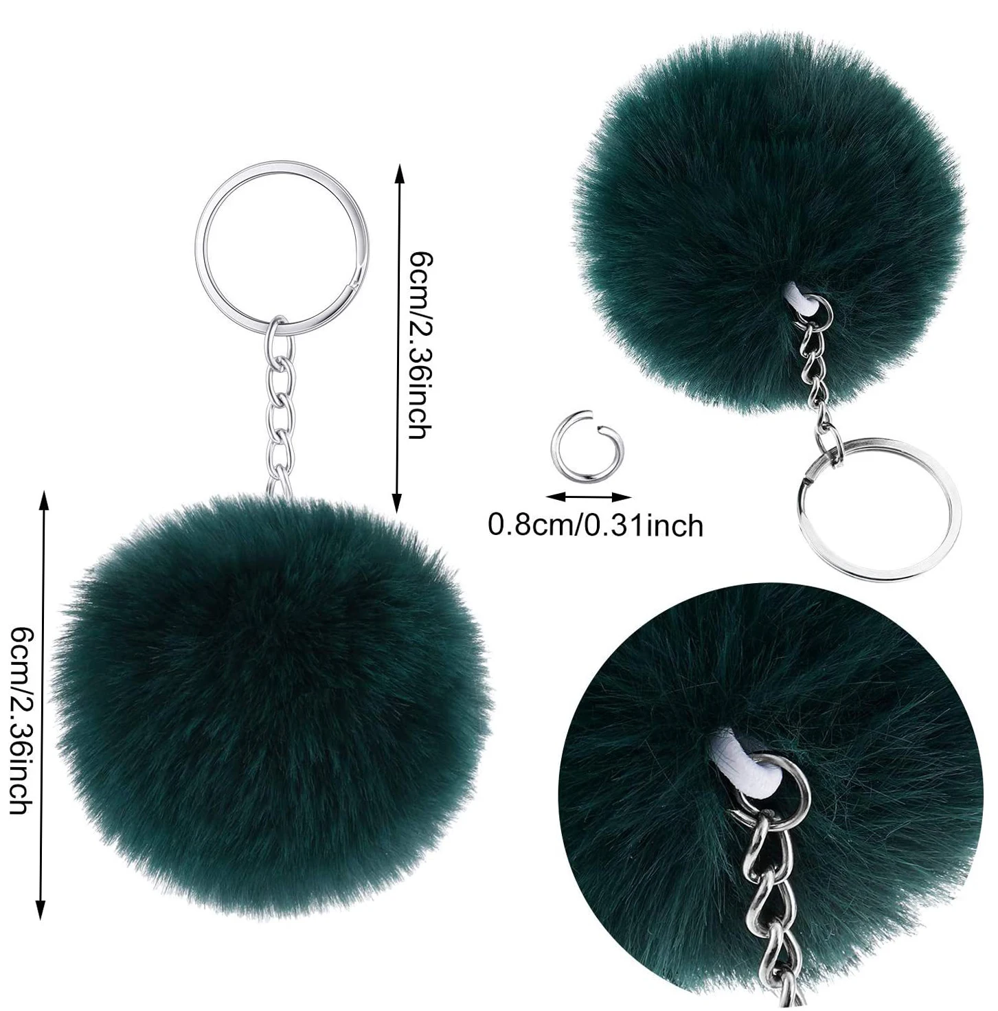 Wholesale Multicolor Furry Fluffy Puff Ball 8cm Faux Rabbit Fur Ball Pom Pom Keychain