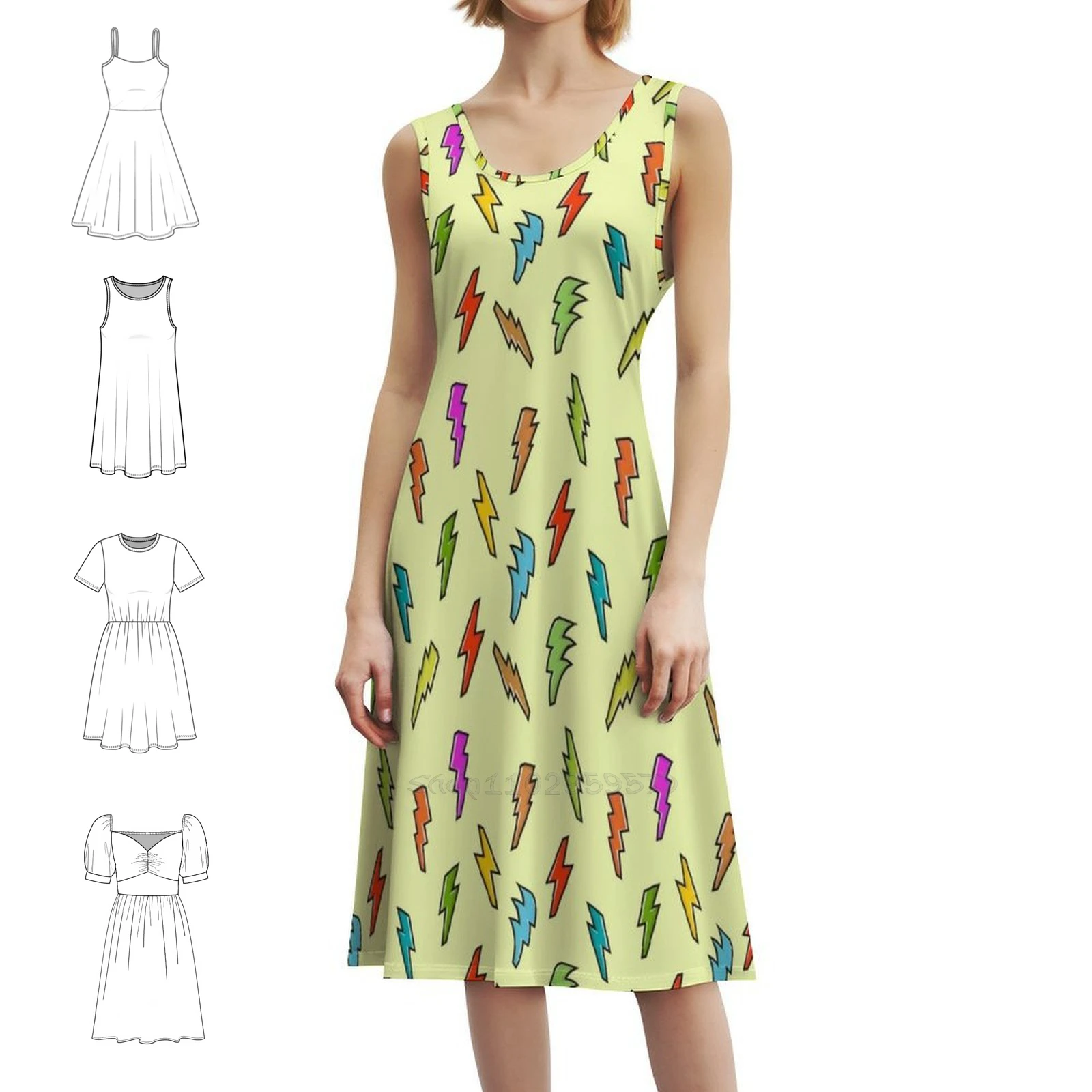 Lightning Pattern Boho Chic Dress Elegant Fashion Beach Wedding Party Gown Blots Patterns Lover Lovers Funny I Women's Dress