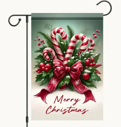 Christmas Garden Flag 12x18in Double sided Polyester Merry Christmas Candy Canes