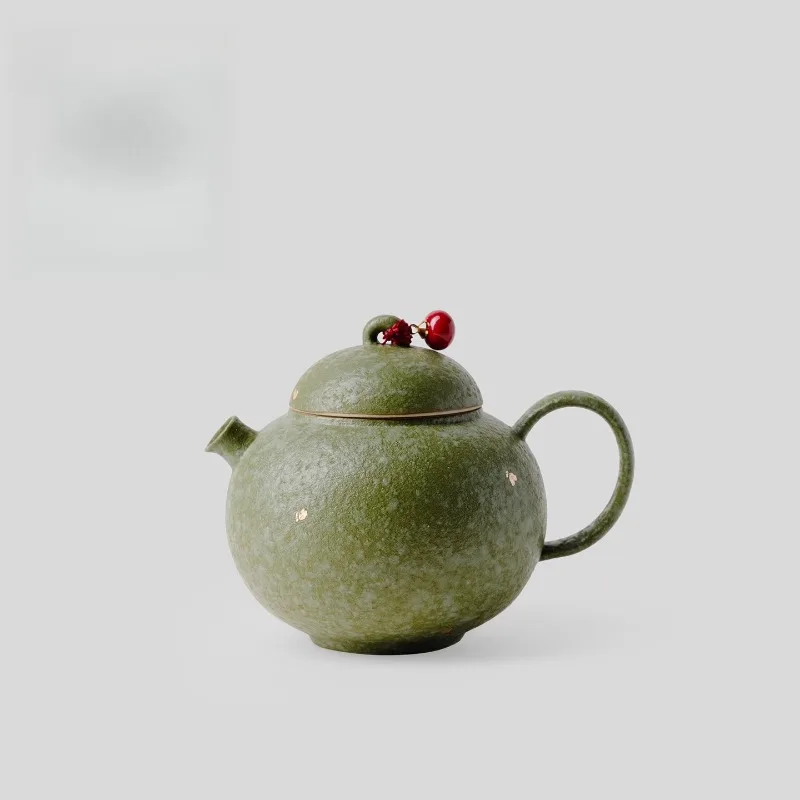 

Traditional Chinese color green ceramic teapot single brewing teapot Chinese kung fu tea set women's teapot