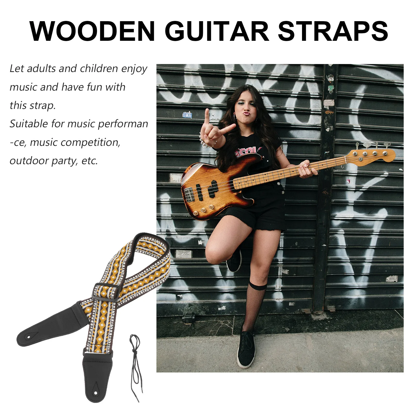 1 قطعة حزام الغيتار قسط دائم حزام كتف قابل للتعديل تصميم التطريز الإبداعي للآلة الكهربائية باس الصوتية #2