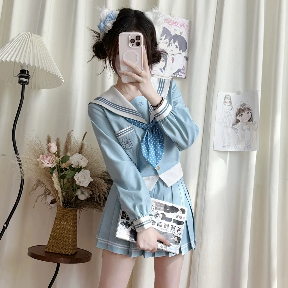 Uniforme da scuola superiore da donna Studente giapponese Manica corta Ragazza Vestito da marinaio Abiti Maniche lunghe Uniformi coreane Jk Set Seifuku