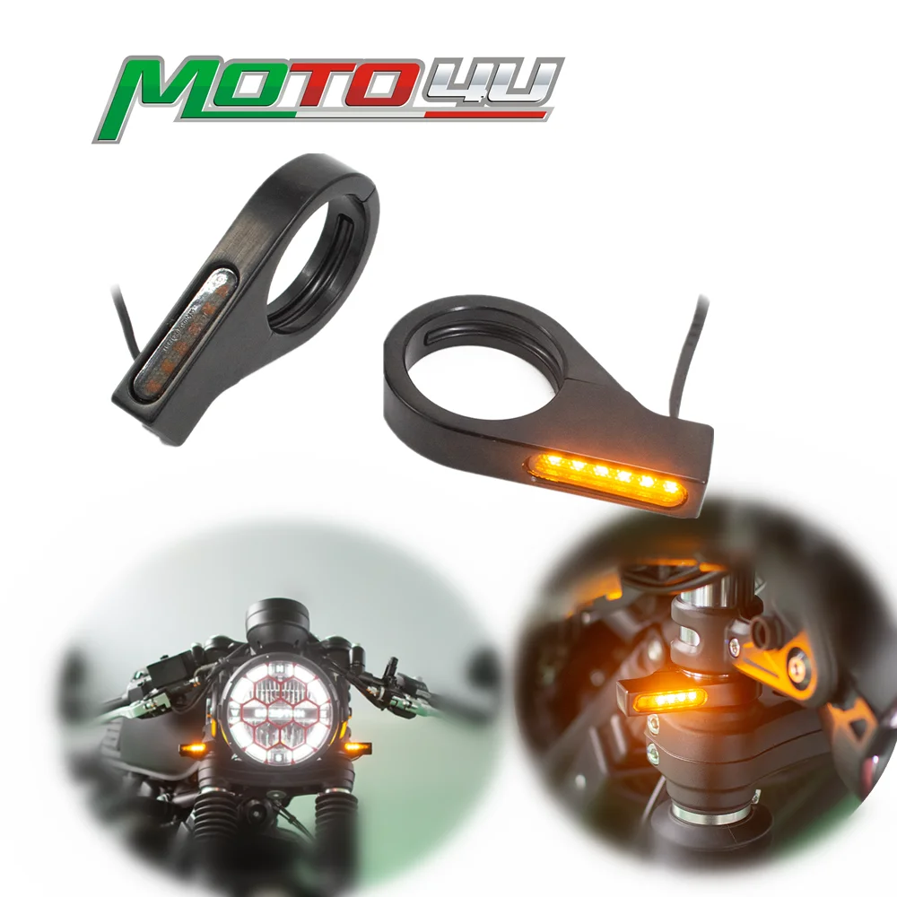 

New Universal 41MM Fork Motorcycle shock absorber turn signal light Modified LED Front Turn Signal Flowing Water For GK1200