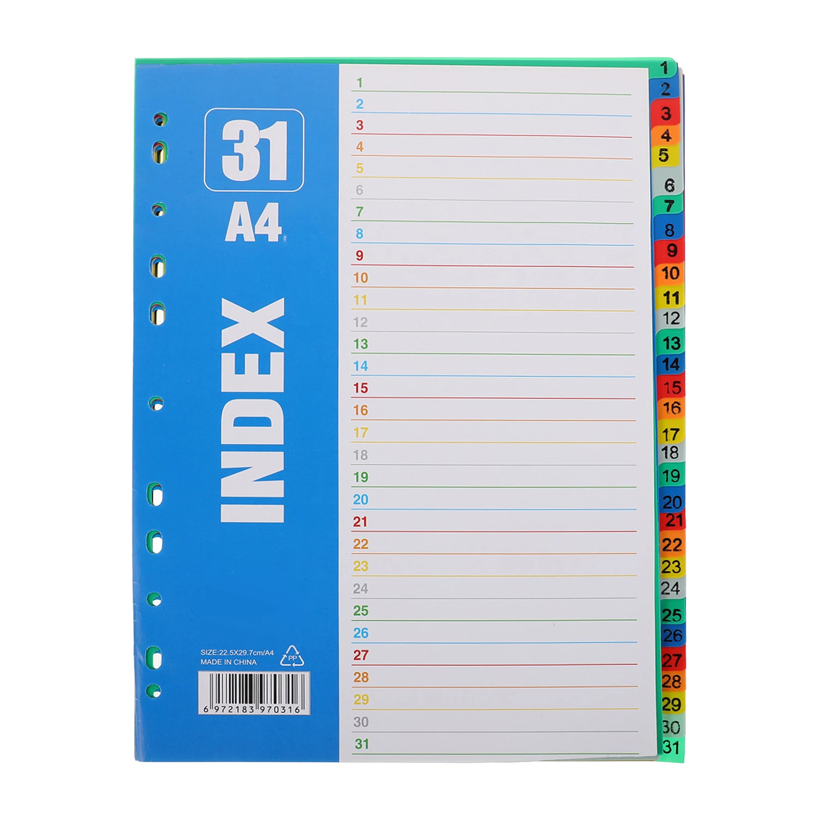 1 Set 31 Schede Raccoglitore Divisori Indice Robusto Materiale Pp Ufficio Scuola Uso Blocco Note Staccabile Notebook Divisore File A4 a 11 Fori