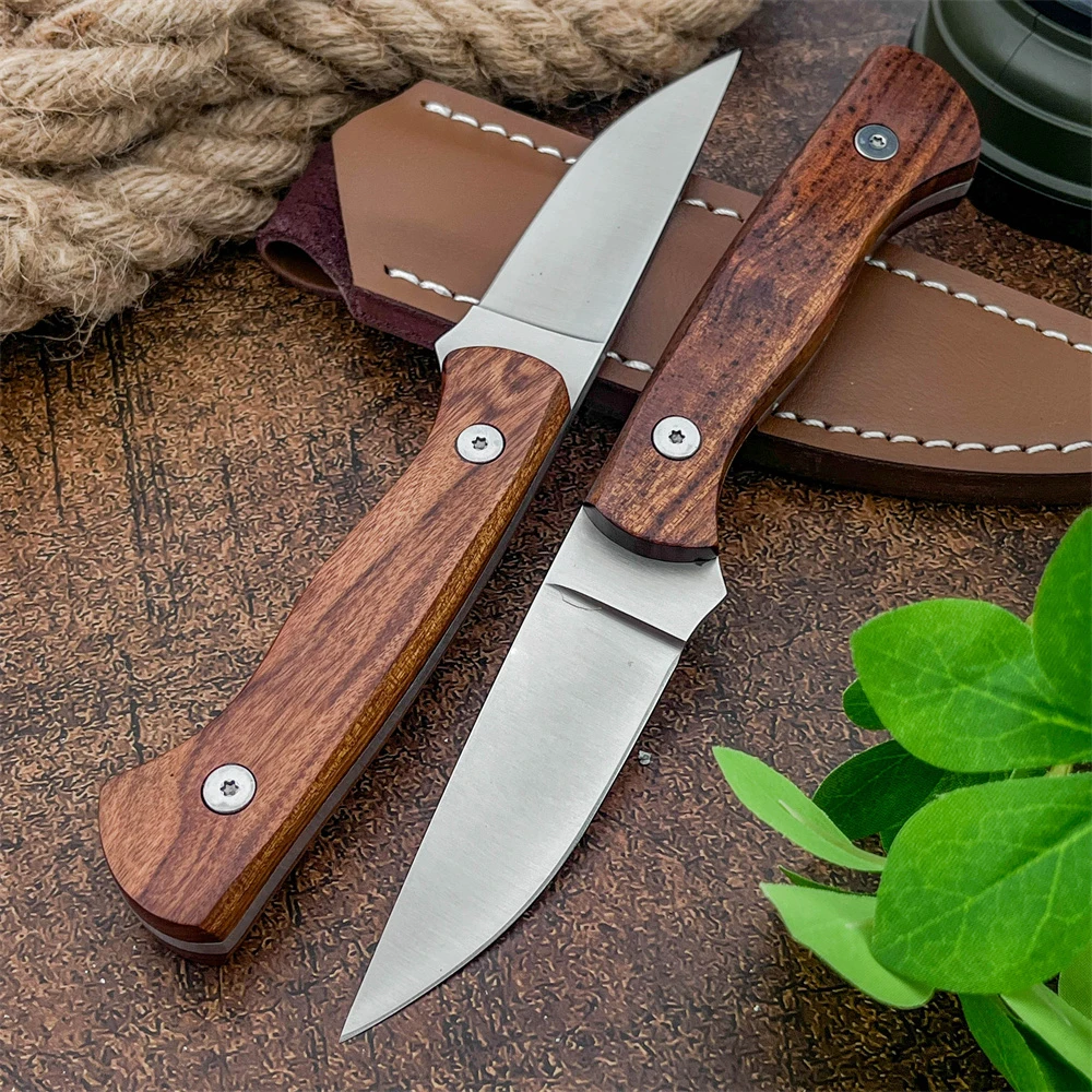 

Открытый Кемпинг с фиксированным прямым лезвием, нож 8Cr13Mov, лезвие желтого палисандра, ручка для выживания, EDC, инструмент для аварийного побега, мужские подарки