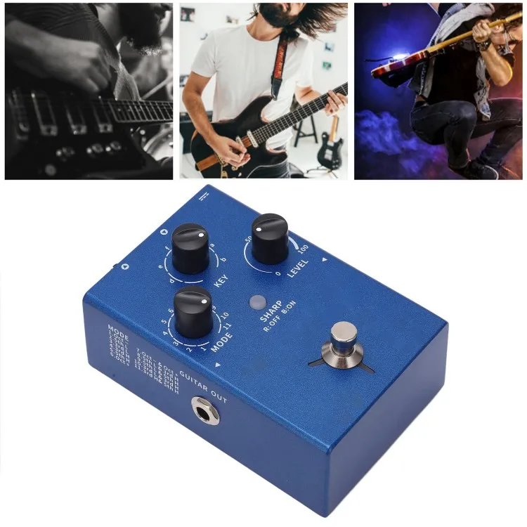 Hooqu กีต้าร์โลหะสีฟ้าเดี่ยว Voice Changer เหยียบ 100240 วี