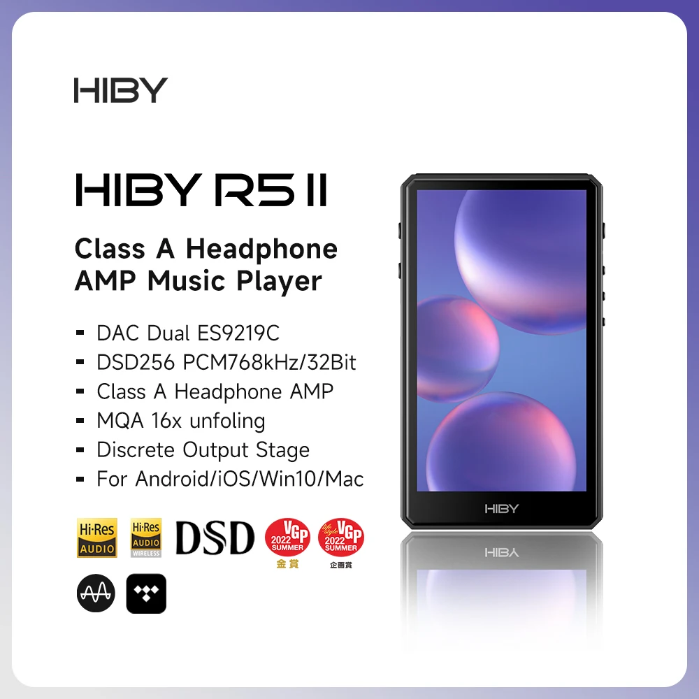 HiBy R5 II/ R5 GEN 2 HiFi Audio Music Player MP3 USB DAC Headphone AMP Bluetooth WIFI MQA16x DSD256 ES9219C 768kHz/32bit 4500mAh 