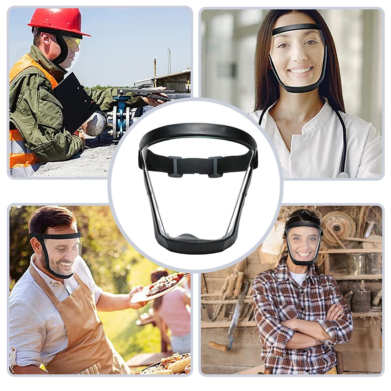 Escudo de protección de seguridad, máscara facial completa transparente, gafas de seguridad antisalpicaduras para cocina, a prueba de viento,