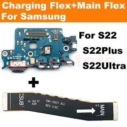 Placa base de puerto de carga para Samsung S22 Plus Ultra S901B S906B S908B S908E, Cable flexible USB, 1 unidad