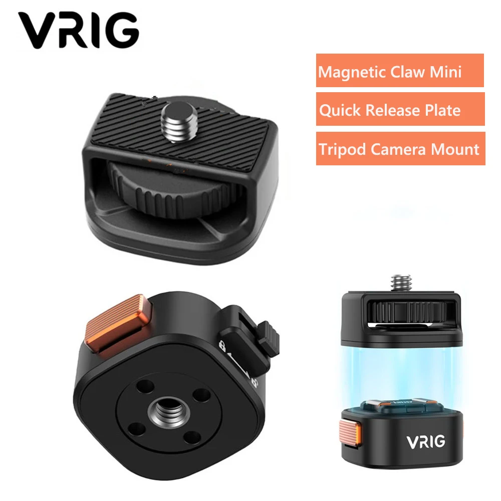 

VRIG Magnetic Quick Release Camera Mount Adapter w 1/4" Quick Setup Kit for DJI Osmo Pocket3,Insta360 X5/X4/X3 Tripod Monopod