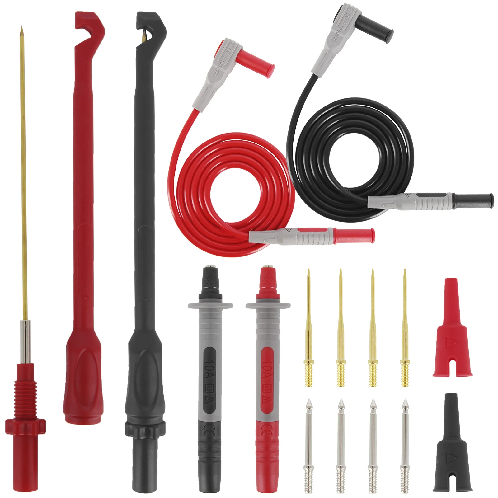 

Multimeter Automotive Test Leads Kit with Wire Piercing Clip Puncture Probes 4mm Banana Plug Extension Test Cable Set