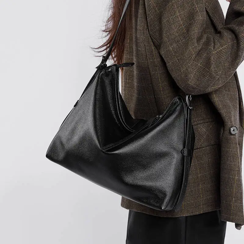 Women Genuine Leather Large Capacity Practical Tote Bag Lady Premium Niche Shoulder Bag Female Fashion Versatile Messenger Bag
