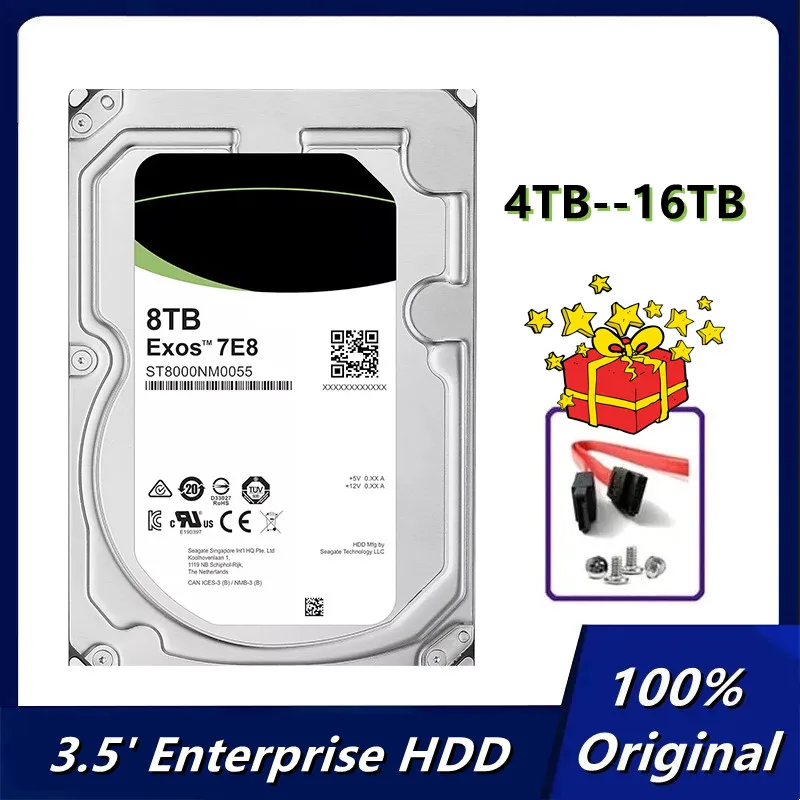 100% Original 4TB 6TB 8TB 12TB 14TB 16TB 3.5''' Inch Enterprise HDD 7200RPM SATA 6Gbps 256MB Cache Internal HDD