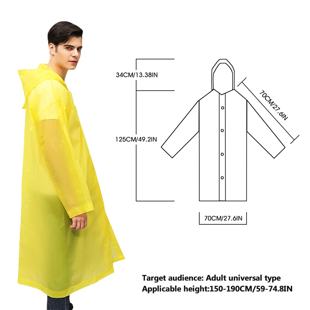 معطف واق من المطر EVA للبالغين، معطف واق من المطر فردي شبه شفاف متعدد الألوان جيد، نماذج معطف واق من المطر للجنسين في الهواء الطلق مناسبة لكل م