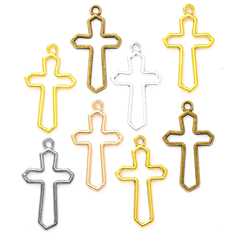 10pcs 6 color cross Charms Pendant for Bracelet necklace Pendant DIY Jewelry Metal Alloy Jewelry Marking 20*36mm T109