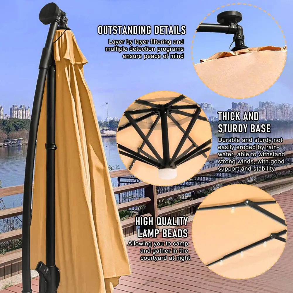 

8,9x8,9 футов, 2-уровневый квадратный консольный зонт для патио, уличный зонт, солнечные светодиодные фонари, уличный солнцезащитный козырек, зонт с ручным управлением