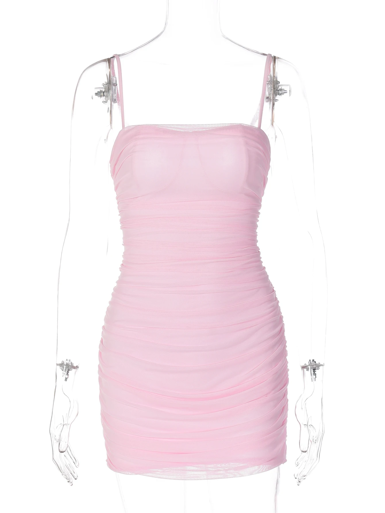 فستان صيفي قصير مثير بدون ظهر مكشكش من Dulzura بحمالات شبكية ضيقة للنساء ملابس أنيقة متينة للحفلات والنوادي والشارع