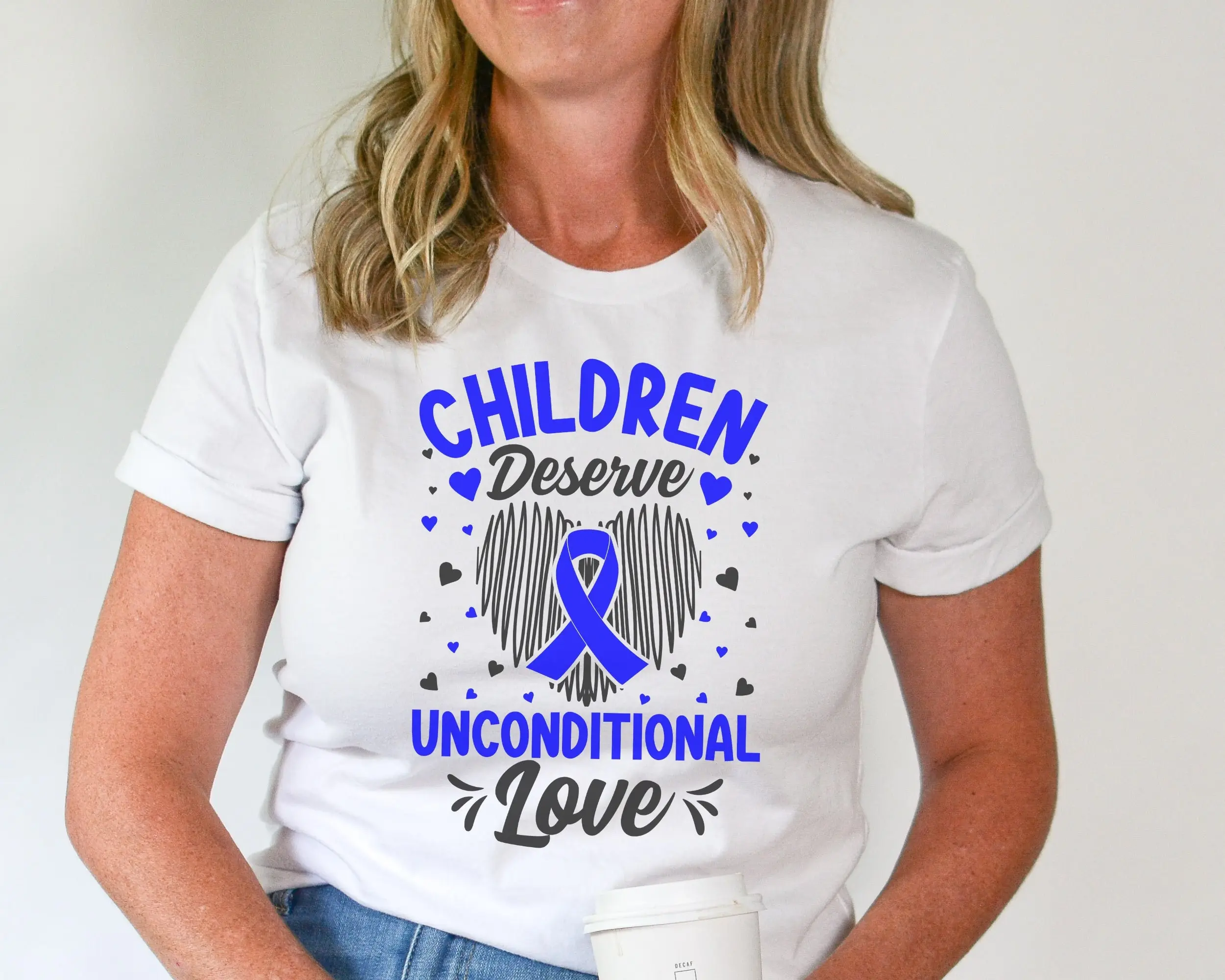 Children Deserve Unconditional Love T Shirt Child Abuse Awareness National Prevention Month Blue Ribbon Caseworker