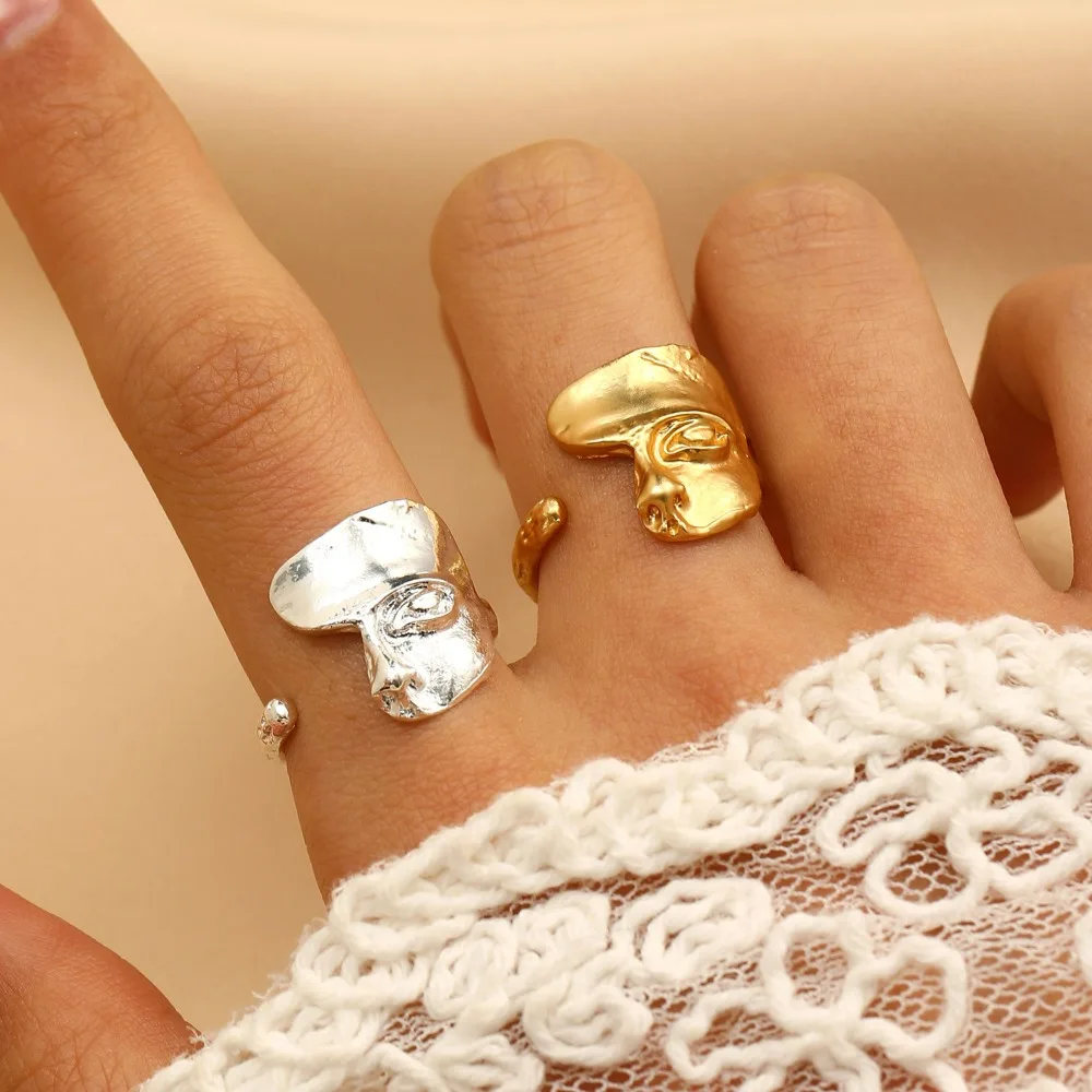 الرجعية نصف الوجه فينوس الدائري لكل من الرجال النساء الأساطير اليونانية خمر الشرير القوطية الفن حلقة مفتوحة هدايا مجوهرات الأزياء