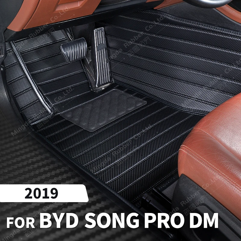 

Custom Carbon Fibre style Floor Mats For BYD Song Pro DM 2019 Foot Carpet Cover Automobile Interior Accessories