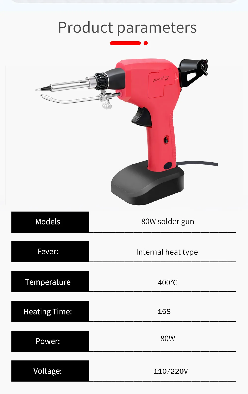 Imagem -05 - Lefavor-pistola de Ferro de Solda 80w Manual Aquecimento Interno Envio Automático Pistola de Estanho Soldadura Ferramenta de Reparação